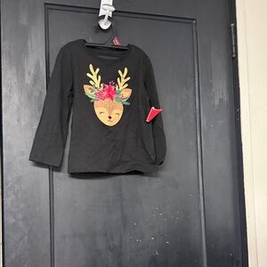 Black Kids Shirt with Reindeer Design
